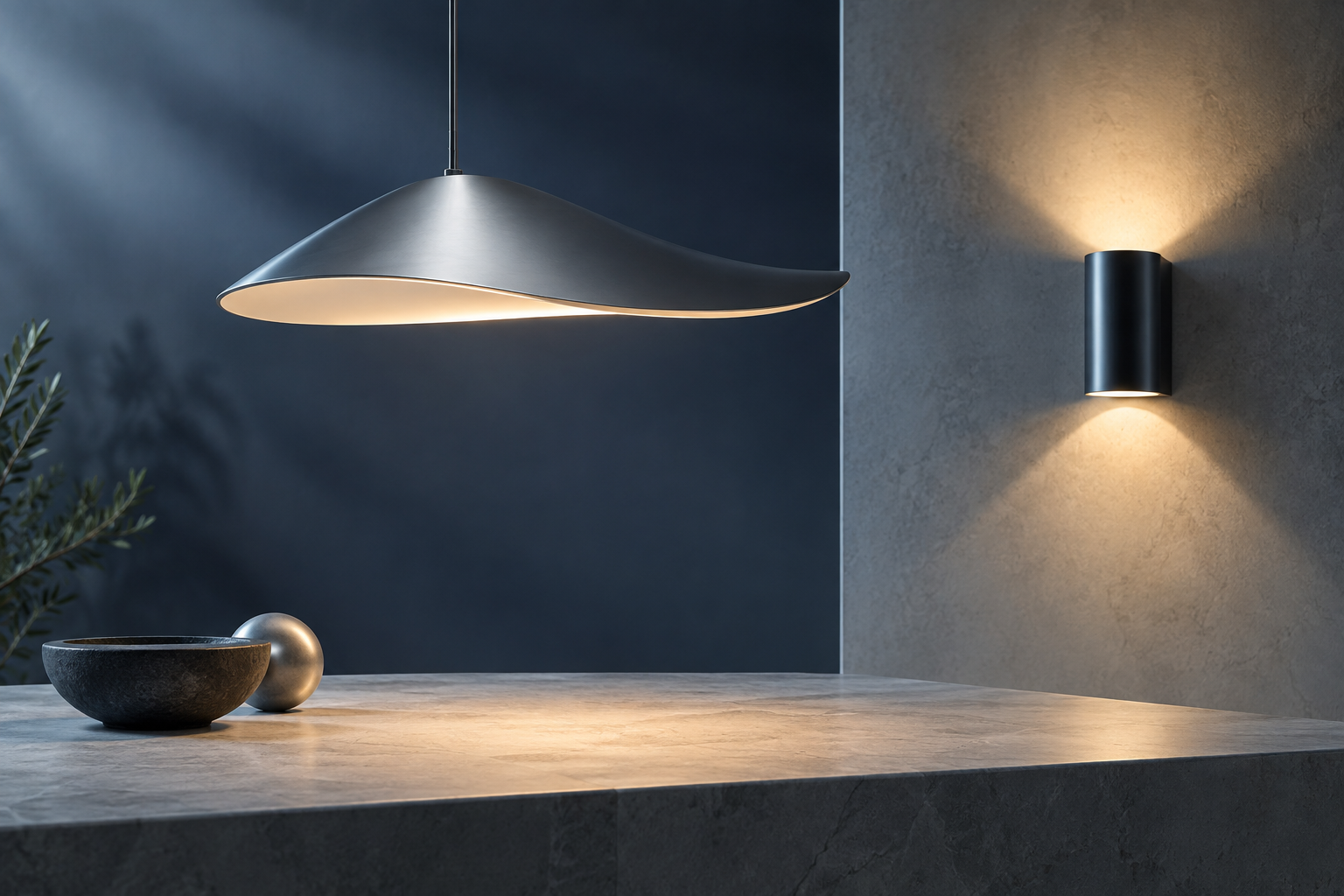 Luminaires contemporains et éclairage architectural — illustration générée